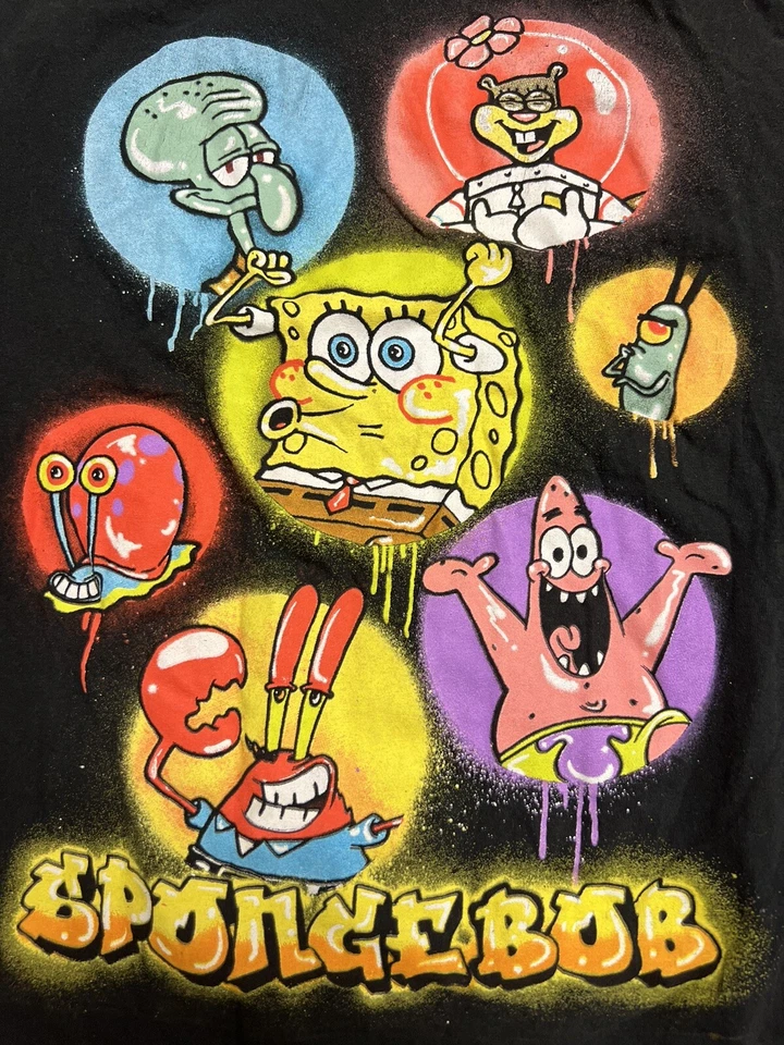 Camiseta negra de manga corta pequeña Bob Esponja de Nickelodeon para niños Foto 2 de 4