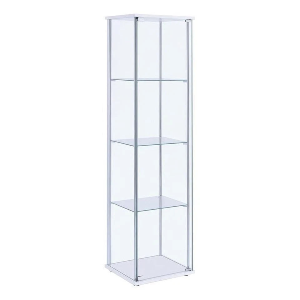 Прямоугольный стеклянный витринный шкаф Coaster Bellatrix на 4 полки белый и прозрачный - Изображение 2 из 4