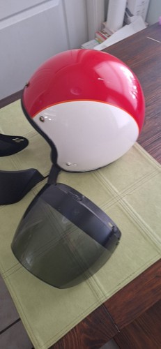 Awesome 1971 ARAI Z90.1 MOTORCYCLE HELMET ARAI Size XL Red White 3 Visors Nice - Picture 3 of 19