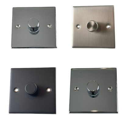 Dimmerlichtschalter 1 Gang 400W 2-Wege Chrom | Poliert | Satin | Mattschwarz