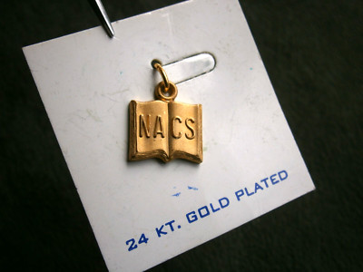 NACS Nat Ass College Stores Open Book Vintage 24 KT Gold Plated Charm Pendant