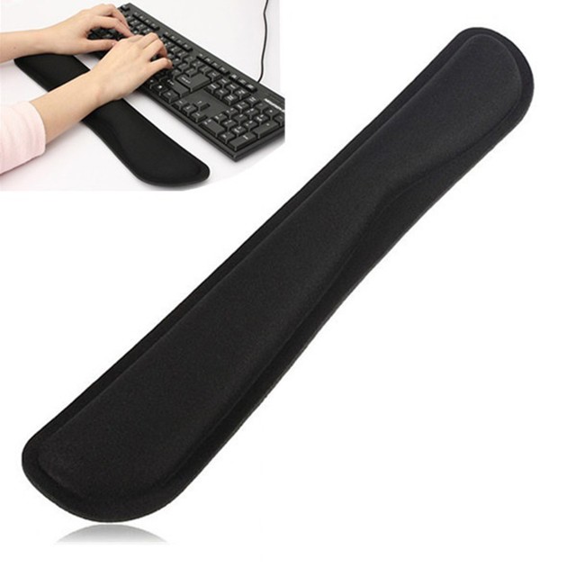 Black 46cm Gel Wrist Rest Pad Hands Support Comfort Memory Foam Keyboard Cushion