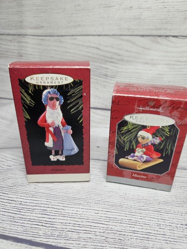 Vtg Hallmark Maxine Ornament Pair - 1993 & 1998 - With Boxes -Keepsake Ornaments