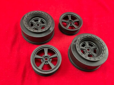 4 TEAM ASSOCIATED DR10 REAKT DRAG RACE car BLACK WHEELS / RIMS team