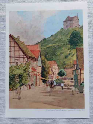 Art Sheet Schwalenberg Burgberg Watercolor Otto Naber 1940 Print 21x28.5cm Lip