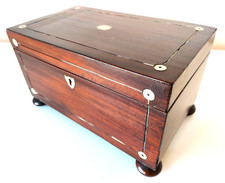 19th Century Mahogany And Mother Of Pearl Inlaid Tea Caddy