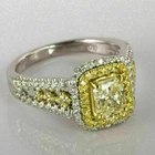 3.5 Ct Radiant Cut Canary Lab-Created Diamond Double Halo Engagement Ring Silver