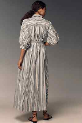 Maeve Women's Blue Motif Mona Tie-Waist Collared Cotton Shirt Dress Size XS  | eBay