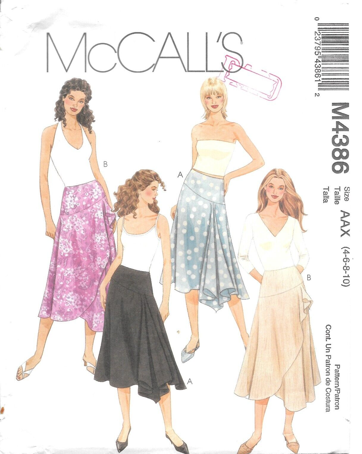 Uncut McCall's Sewing Pattern M4386 Misses' Skirts in Four Variations