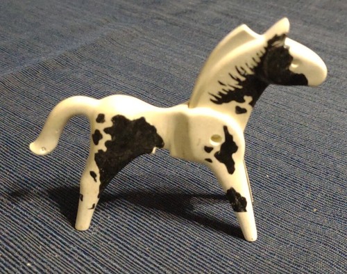1974 Geobra Playmobil Black White Horse Figure