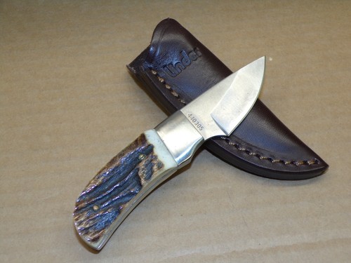 VINTAGE Linder ROSTFREI 440305 Stag Handle Fixed Blade Knife W/ 2" Blade - NOS - Picture 3 of 6
