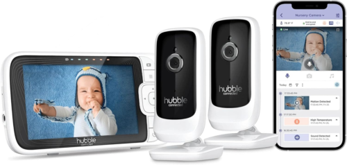 Moniteur bébé Hubble Nursery Pal Link Premium Twin - 5 pouces avec plusieurs fonctionnalités - Photo 1/7