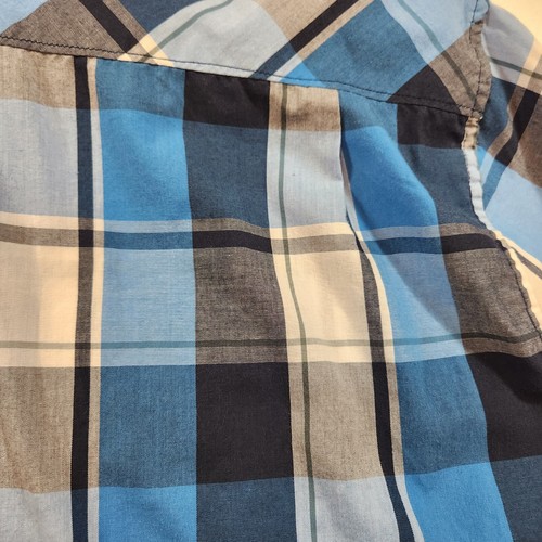 Ecko Unltd Mens Shirt Blue Plaid Short Sleeve Button Up Pocket Cotton Blend - Picture 15 of 22