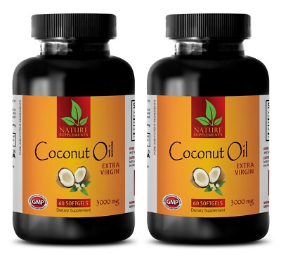Glowing Hair Supplement - Coconut Oil Softgels 3000mg - Glowing Hair - 2 Bottles