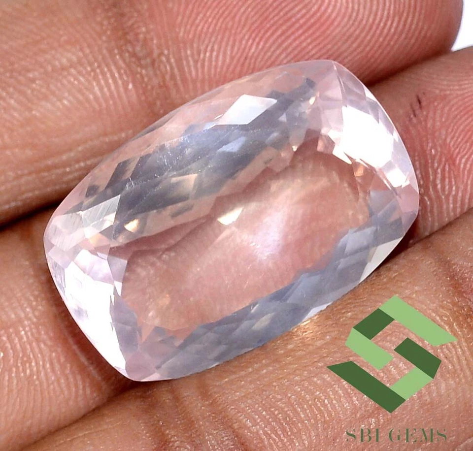 Cojín de cuarzo rosa natural certificado 33,98 CTS corte 27x18 mm piedras preciosas sueltas Foto 2 de 4