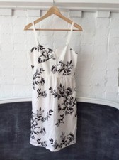 J. Crew Sundress Mini Dress Womens 2 White Black Embroidered Floral Lined EUC