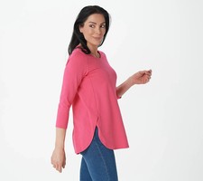 Susan Graver Womens Tunic Medium Pink Comfy Cotton Weekend Knit Butter Soft