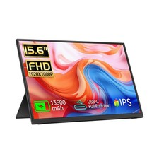 Portable Monitor 15.6" FHD 1080p with 13500mAh Built-in Battery, Kickstand ...
