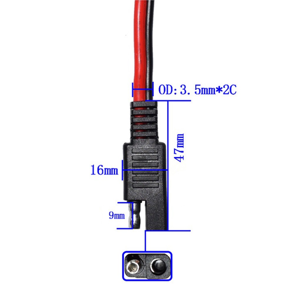  1 to 2 SAE Power Extension Cable SAE Power Plug Adapter Wire Connector Quick