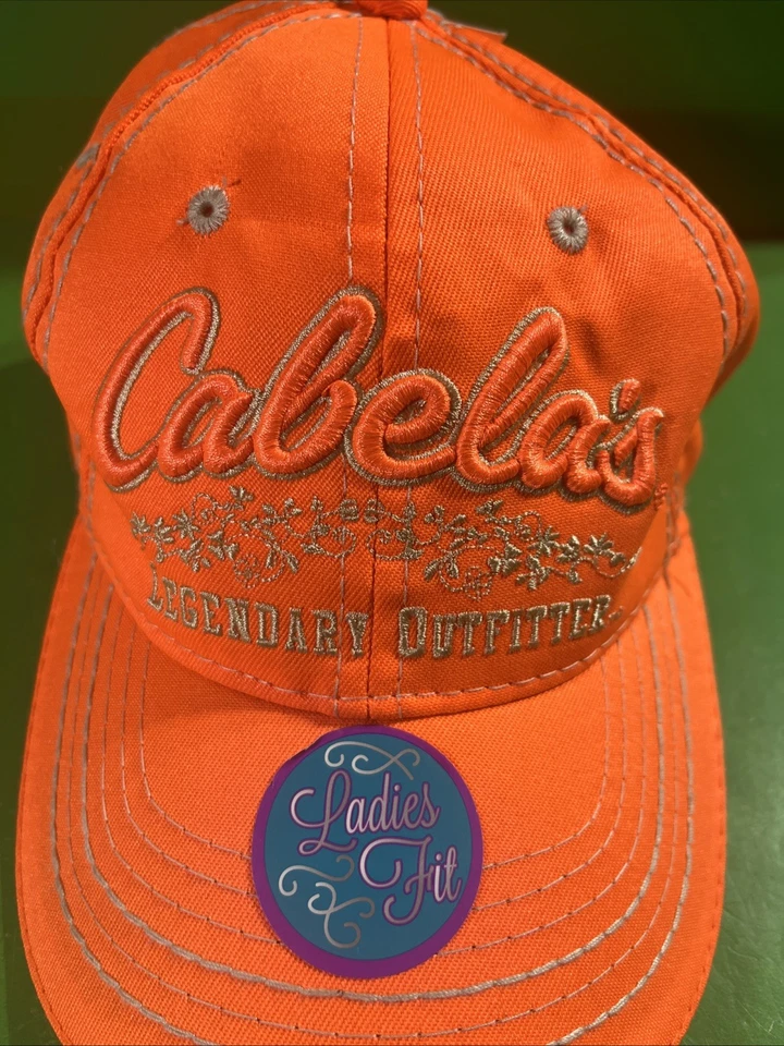 Cabela's Legendary Outfitters Orange Ladies Cap Hat Embroidered Logo New - Image 3 of 4