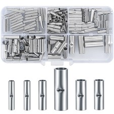 120 PCS 22-16 Gauge Non-Insulated Butt Connectors, Seamless, Crimp Ferrule