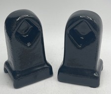 VTG Porcelain Bathroom Black Texture Towel Holder Wall Mount Restorative NOS