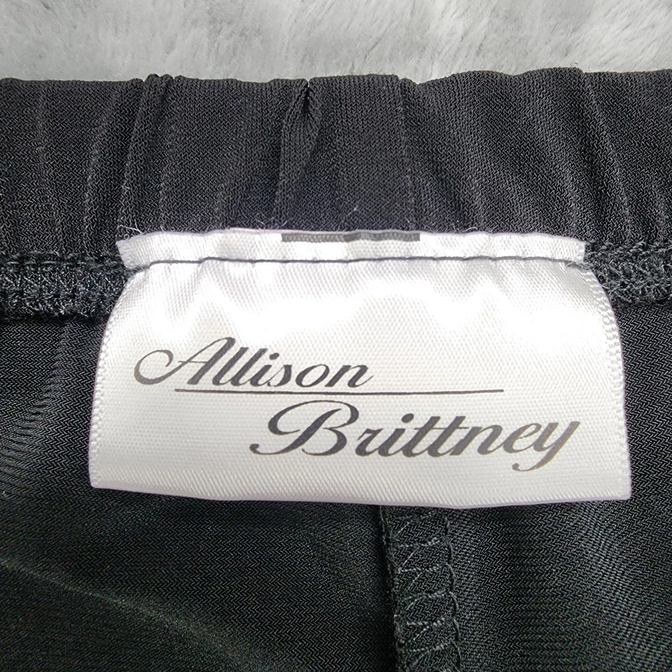 Vintage Allison Brittney Pants Womens M Black Wide Leg Palazzo Pull On Stretch - Image 3 of 4