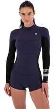 2026 Hurley Womens Air 2mm Back Zip Mid Shorty Springsuit - Vintage Iris