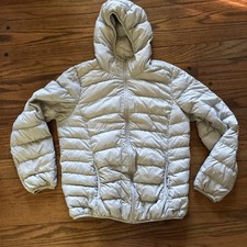 Uniqlo Down Jacket Boys Medium Hooded Zip Lightweight Packable Women  s Medium 