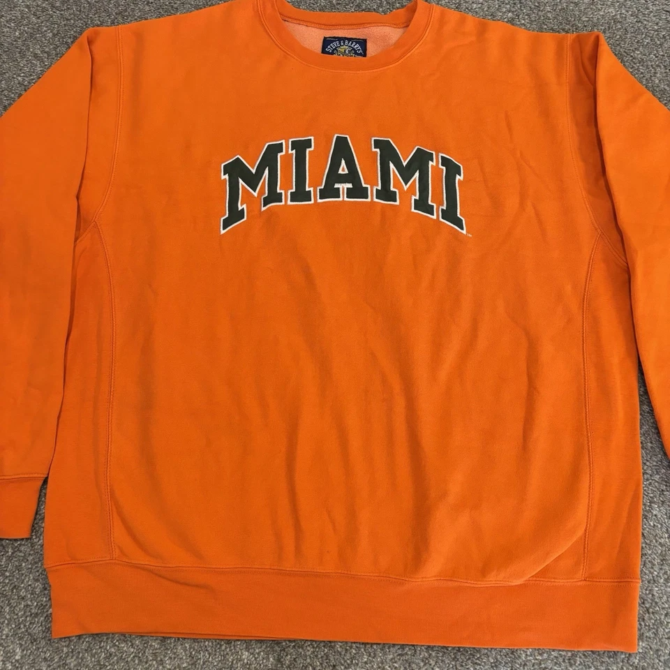 Steve & Barry’s Miami Sudadera Bordada Naranja Cuello Redondo • XXL Foto 3 de 4