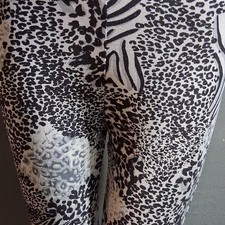 Women's Black Gray White Animal Print Leggings Regular Size Pattern Pants