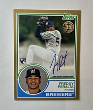 2018 Topps Freddy Peralta 35th Anniversary Auto Rookie Gold /50 #83A-FP
