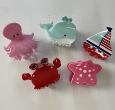 Girls 5pc Ocean Theme Hair Claw Clip Set, Multicolor Plastic, One Size