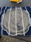 VTG Anchor Hocking Savannah Clear Glass Serving Cake Platter Floral Vegetable *