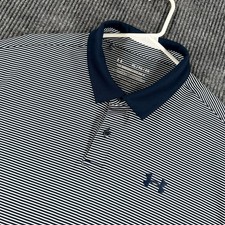 Under Armour Performance Polo Shirt Mens XL Extra Large Blue Striped Short Slv