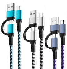 USB C to C Cable, 60W 3 Pack Fast Charging Cords 6 feet, Black/Blue/Purple