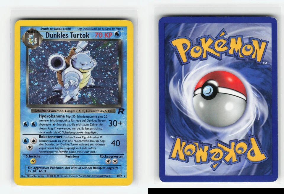 GERMAN DARK BLASTOISE DUNKLES TURTOK 3/82 HOLO RARE POKEMON TCG DAMAGED READ - Image 3 of 4