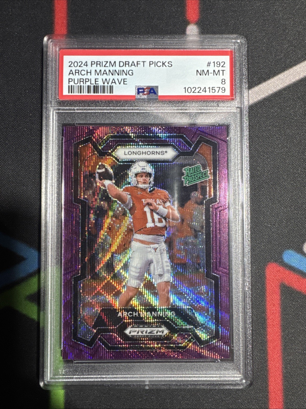 2024 Panini Prizm Draft Picks #192 Arch Manning Purple Wave PSA 8