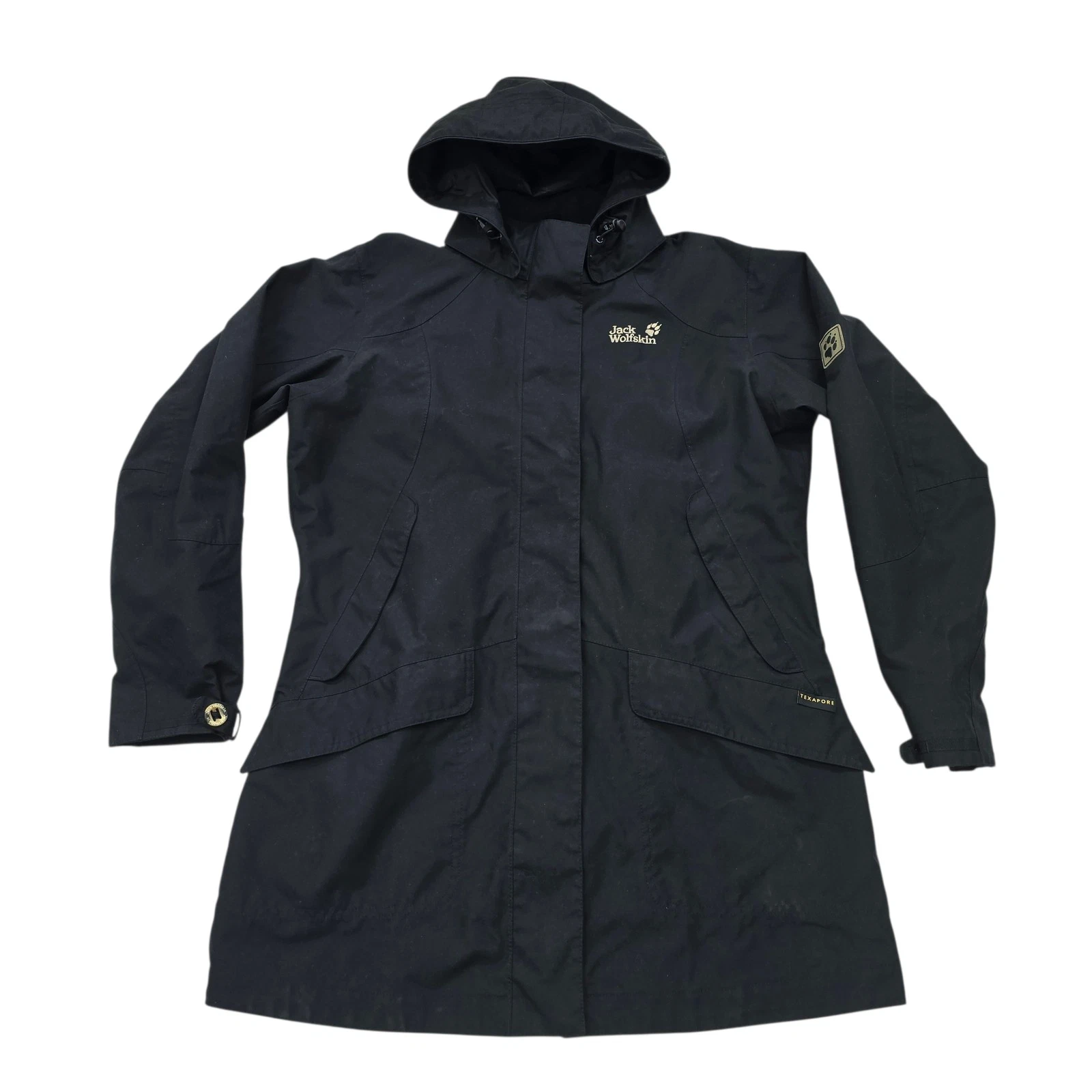 JACK WOLFSKIN Unisex Kids Black Hooded Parka Jacket Size L Regular EUC