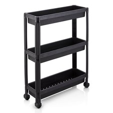 3-Tier Slim Rolling Storage Cart 2-Pack w/Wheels, Detachable Design for Kitchen