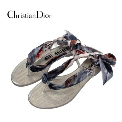 Dior Christian sandals Shoes Rubber Fabric Clear Multicolor Logo