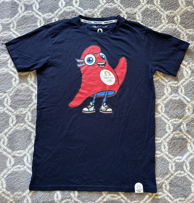 Official Paris 2024 Summer Olympics Phryges Mascot T-shirt Navy Blue Adult S