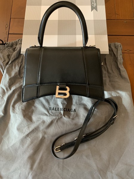 Balenciaga Hourglass Top Handle Bag in Black
