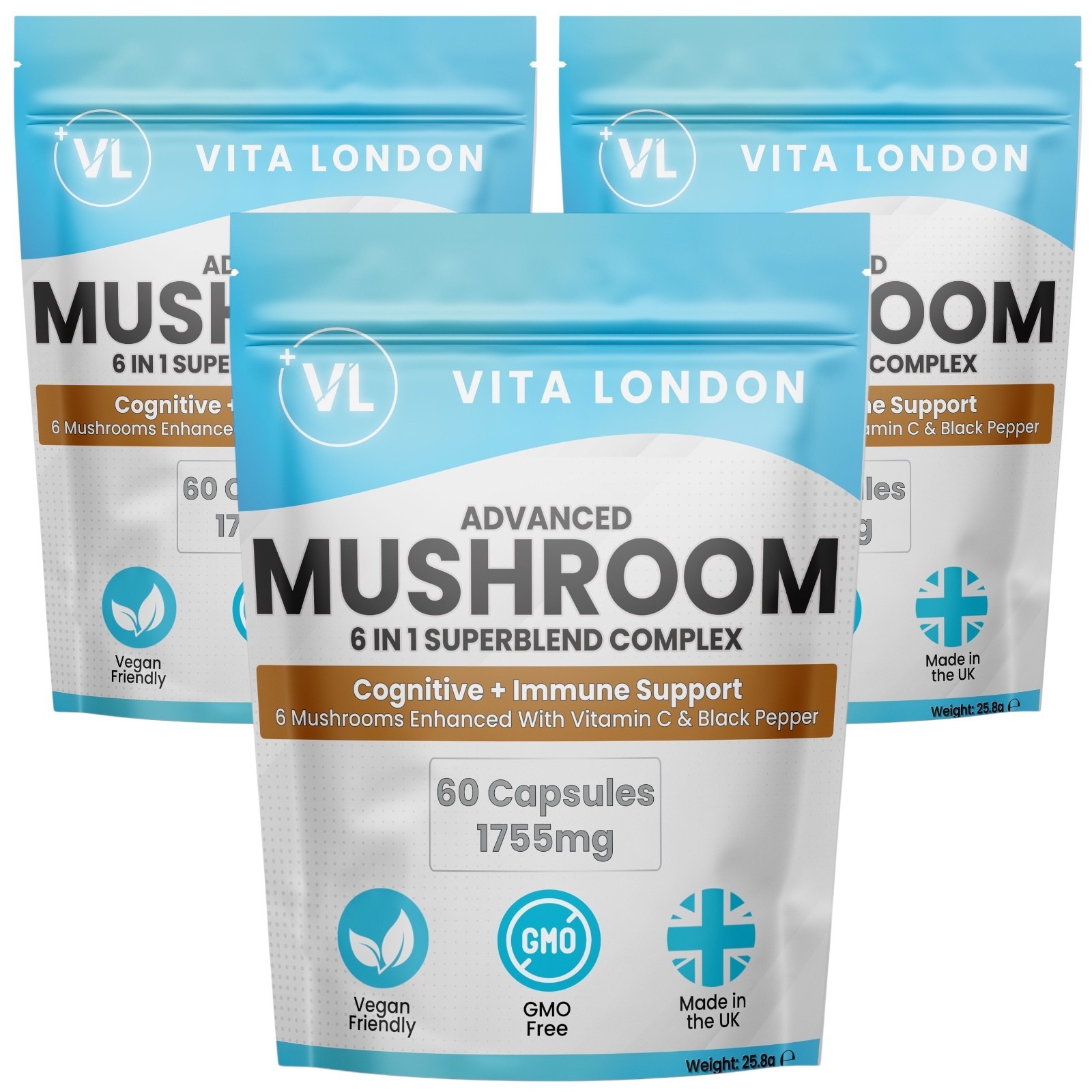 Lions Mane Mushroom Complex Shitake Chaga Reishi Cordyceps Maitake 180 Capsules