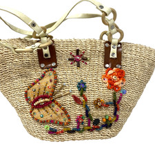 Straw Woven Casual Beach Tote Bag Light Tan