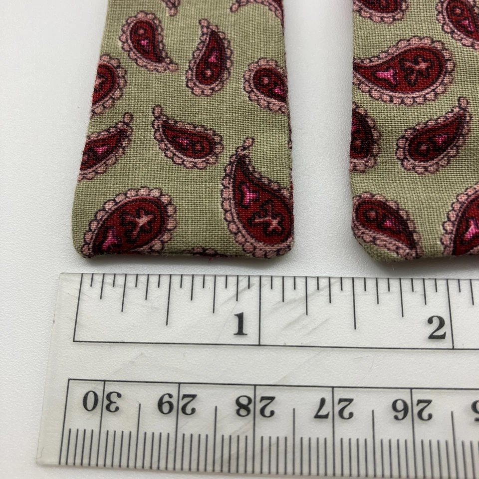 Pajarita Lowe de Colección Original Verde Rojo Paisley Clásica Ala de Murciélago Ajustable Foto 2 de 4