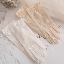 Women Summer Sunscreen Delicate Lace Flowers Driving Cycling Breathable Gloves T