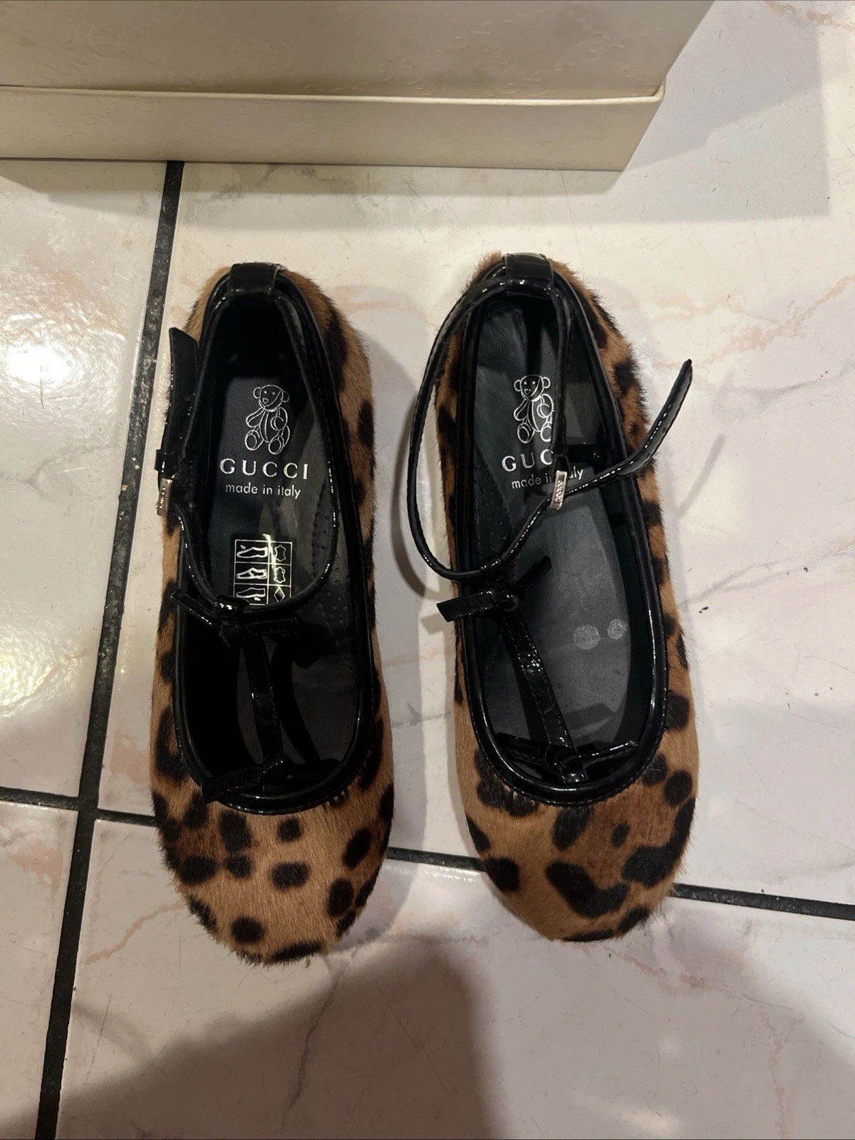 Ballerines Gucci pour tout petits filles à bride en T cheveux de poney