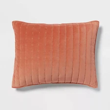 King Channel Stitch Velvet Quilt Sham Light Terracotta - Threshold: