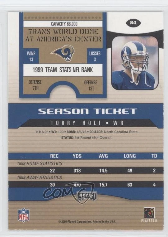 2000 Playoff Contenders Torry Holt #84 - Image 2 of 2